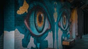 eyes mural in alley at dairy block denver