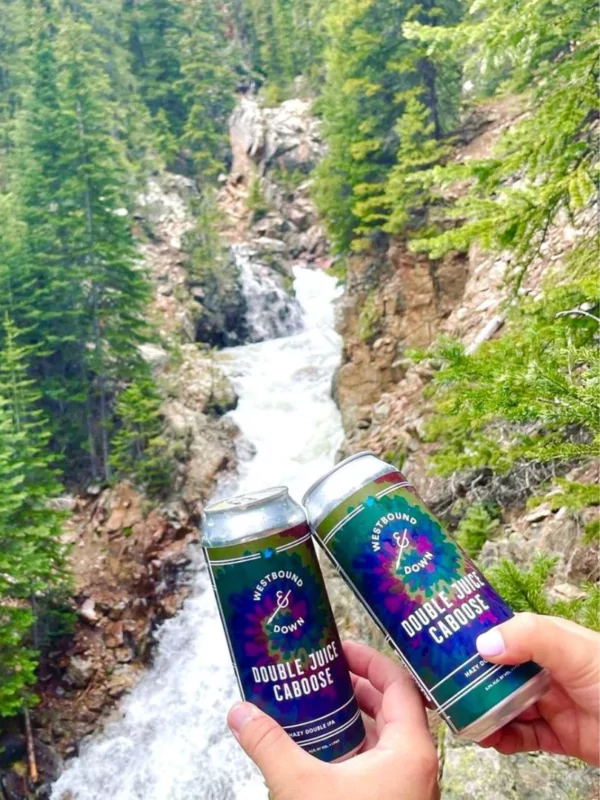 cans of westbound & down double juice caboose beer
