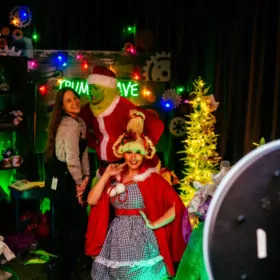 holiday characters in the alley at dairy block denver