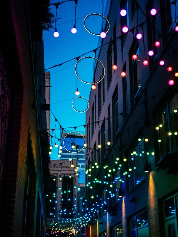 warm summer night in the alley at dairy block denver