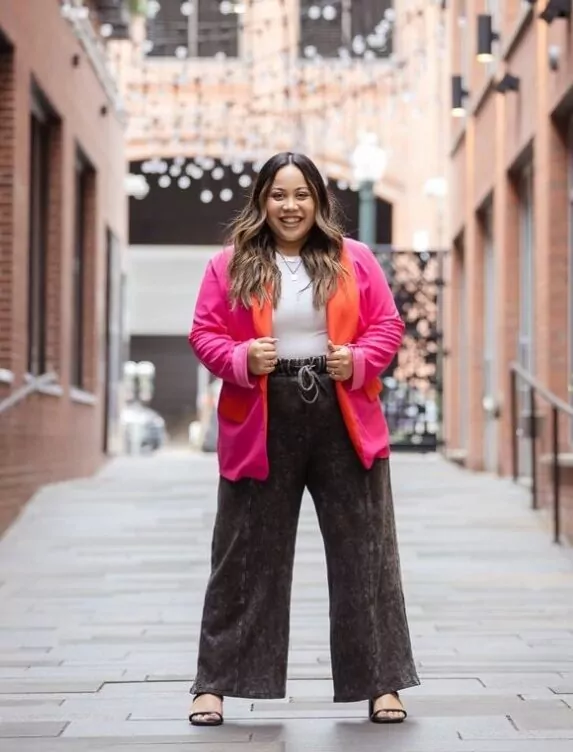 stylish woman in the alley at dairy block denver