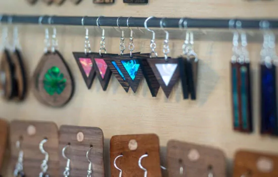 wood earrings at switchwood dairy block denver