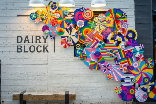 colorful art installation at dairy block for PRIDE 2023