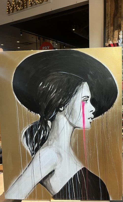 painting of woman with hat
