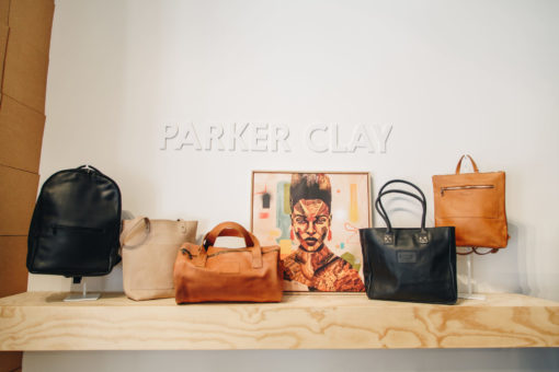 leather handbags at the parker clay store at dairy block in denver