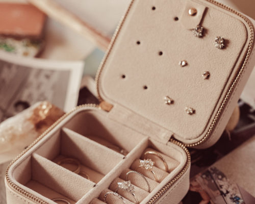 travel box full of fine jewelry from sarah o. jewelers