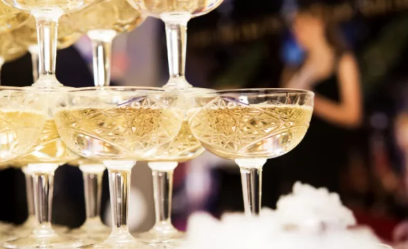 champagne, glitter, disco party