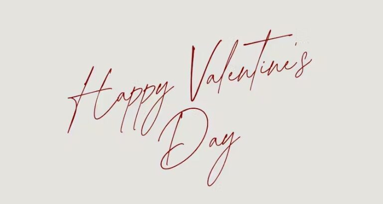 Happy Valentine's Day written in elegant red script on white background