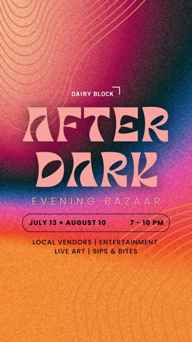 As the sun sets, immerse yourself in the magic of Dairy Block After Dark! ✨⁠⁠This two-part night market series is your chance to explore a curated collection of local vendors and artists. Browse unique finds, lose yourself in the sounds of our vinyl pop-up shop, and sip on specialty beverages from The Alley bar.⁠⁠🎶 Live Music: Curated by @SomethingVinylClub⁠⁠🎨 Local Art: Shop prints, vintage clothes, jewelry, and goods from 12 talented local artists and small business owners. You'll find unique pieces you won't see anywhere else! ⁠⁠🖌️ Face Painting: Unleash your inner artist and transform yourself into a living masterpiece! Visit the face painting booth and let our talented artist turn your face into a vibrant work of art. ⁠⁠🎵 @WaxTraxDenver Pop-Up: Wax Trax is taking over Dairy Block with their own storefront and pop-up shop! Explore their unique vinyl collection right next to @SarahOJewelry.⁠⁠📽️ Projection Mapping: Don’t miss out on Deep Space Drive-In (@dsdi_), who will be projection mapping onto the @MavenHotel Mural.⁠⁠🍸 Eats + Drinks: Stop by one of the many bars and restaurants in The Alley and enjoy a Night Market snack. ⁠⁠Can't make it in July? Don't worry! We've got another night market planned for Saturday, August 10th.