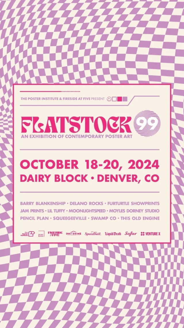 We’re excited to announce that @Flatstock 99 from American Poster Institute and @FiresideAtFive is coming to Dairy Block! Flatstock is a FREE two-day art exhibition featuring handmade, limited-edition gig posters from the world’s most influential poster artists.⁠⁠📌Join us from October 19-20 from 12-6 pm in the Dairy Block Alley⁠⁠Browse art by🎨 Barry Blankenship⁠ 🎨 Delano Rocks⁠ 🎨 Fur Turtle Showprints⁠ 🎨 Lil Tuffy⁠ 🎨 Swamp Co.⁠ … and more!⁠ Enjoy live concerts by @SofarSounds, a vinyl pop-up with @WaxTraxDenver, live printing demos with @InkAndDrinkDenver, and more creative experiences.⁠ 🎶⁠⁠Join us before the festival on Friday, October 18th, from 6-7 pm for a special Artist Talk and Q&A session inside Venture X (@VTX_DenverLoDo), facilitated by Tuffy Tuffington (@Lil_Tuffy), Co-Chair of The Poster Institute. The panel will feature up to 6 artists who will be at Flatstock 99 all weekend long!⁠⁠🎟️ Grab your Artist Panel tickets at the link in our bio (includes a welcome beverage) and to learn more about Flatstock. Lineup announced soon—stay tuned!⁠