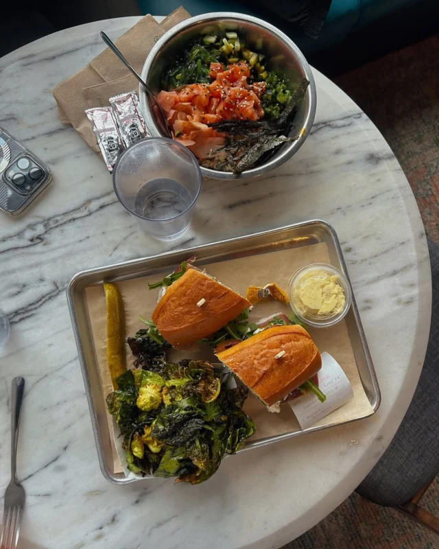 Lunch goals, right this way. ➡️⁠⁠Crispy Brussels, a stacked sandwich, and a poke bowl packed with flavor. @DenverMilkMarket is your one-stop spot for satisfying every craving. Whether you're stepping out for a quick lunch or settling in for a midday reset, this is how Dairy Block does food.⁠⁠📍Find it all at Dairy Block.⁠⁠📸: @marinaelunaa