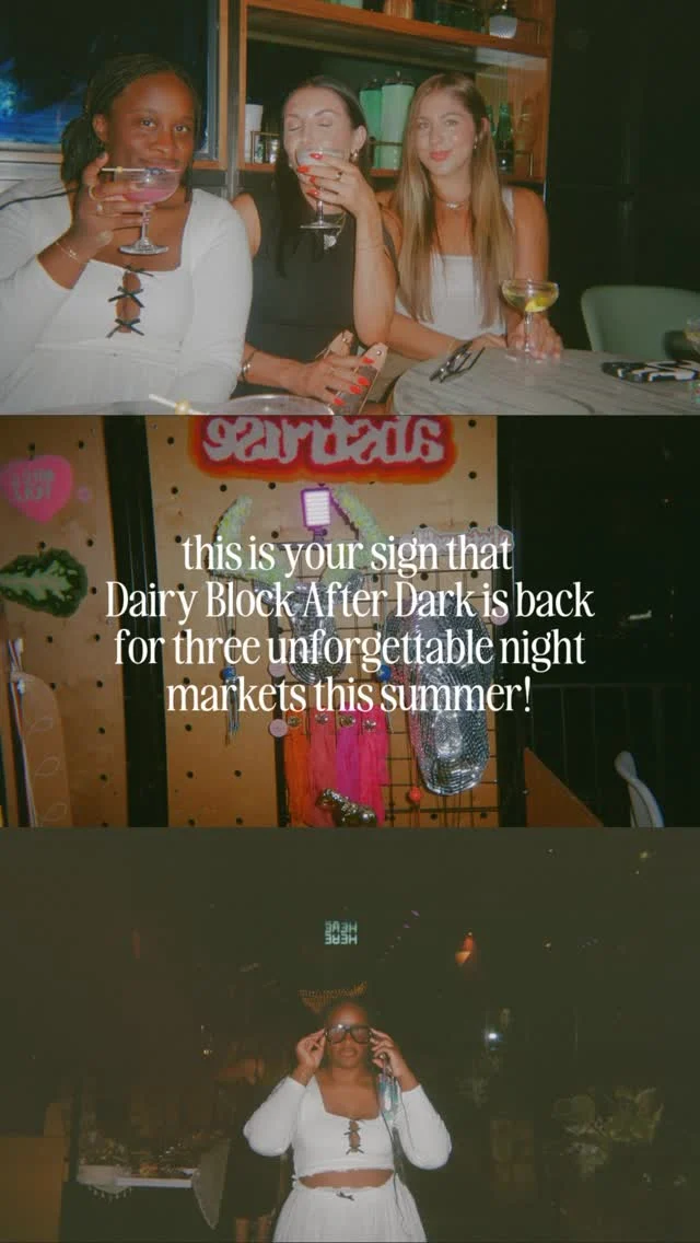 When the sun goes down, and the Alley comes alive... ✨⁠⁠Inspired by the electric charm of global night markets, Dairy Block After Dark brings the vibes to Downtown Denver for three unforgettable Saturday nights this summer.  Curated by our friends at @FiresideAtFive, get ready for the Dairy Block Alley to transform into a buzzing open-air party with local artists, vibey cocktails, and surprise pop-ups that keep it interesting. No ticket, no gatekeeping — just show up.⁠🌀 June 21 from 5-10pm!⁠Here’s what’s going down:⁠ 🎶Let the grooves from @ESP.HiFi’s curated vinyl DJ set set the tone for the night⁠ 🍸 Sip specialty cocktails and other bevs from the @PokaLolaSocialClub Alley Pop-Up Bar⁠ ✨ Catch projection mapping with @DSDI_, the pop-up vinyl shop in partnership with @RockyMountainRecordShow & funky disco installs thanks to @AbstruseLike⁠⁠Explore a fresh lineup of 15+ local artists, makers, and culinary creatives including:⁠@ShopBabaCool, @BigAssMaps, @BuenaVista.Goods, @ContrariumChainstitch,⁠ @Efta.Streetwear, @FikkaChica, @Gedrd_, @HeyAlissandra, @SpellAndSage, @Doctor_Ew, @HashawPots, @Cr3am.Ink, @KPMountainMetals, @CypressApothecaryy, @TheYellowFix, and more!⁠⁠📌 Can’t make it June 21? After Dark returns on July 19 and August 16 with all-new lineups and surprises!📸: @keishaoutwest @raynakingdenver @maiyamindoro