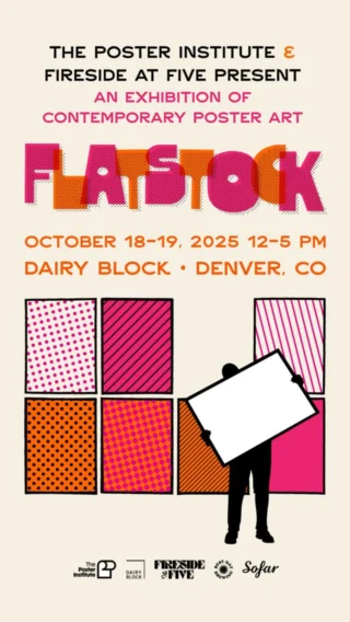 The @PosterInstitute and @FiresideAtFive are excited to welcome @Flatstock back to @DairyBlock! ⚡️Flatstock is a two-day art takeover celebrating the world’s most influential gig poster artists — think bold, handmade, limited-edition screen prints that bring music and design together in the most collectible way.⁠⁠Here’s what’s in store:⁠🎶 Live pop-up sets from @SoFarDenver⁠🍻 Drinks from @PokaLolaSocialClub and Free N/A sips from Best Day Brewing⁠💿 Vinyl treasures from @RockyMountainRecordShow⁠🖌️ A community color-by-number poster in The Alley⁠⁠Artist Lineup:⁠@BarryTheArtGuy · @JamPrintsArt · @Lil_Tuffy · @RabiesBabies_ · @PencilPlan · @MoonlightSpeed · @TravisGillan · @FieldSparrowStudio · @DelanoRock · @JayesCaitlin · Richard Biffle / Ol Crow Studio⁠⁠📍 October 18–19 | 12–5 PM | Dairy Block Alley⁠Free + open to the public