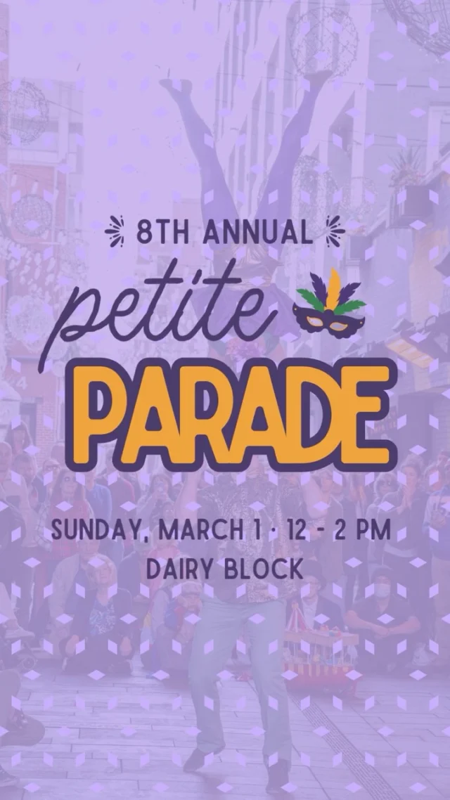 Be in the parade! The 8th Annual Petite Parade is rolling through Dairy Block on Sunday, March 1, and we want YOU to join the fun!⁠⁠Design your own miniature float (whether it’s built on a skateboard, wagon, or something totally unique), dress up in your best themed attire, and be part of the cutest Mardi Gras celebration in Denver!⁠⁠🎭 Float prizes will be awarded for: Most Original Float, Best Team Theme, Best Family Float, and Funniest Float!⁠⁠📌 Sunday, 3/1 | 12–2 PM at Dairy Block⁠🎟️ Complete the form in our bio to register your tiny (yet mighty!) float in the Dairy Block Petite Parade⁠⁠Laissez les bon temps rouler! Tag a friend or business that you think would be the perfect fit. 💜💛💚